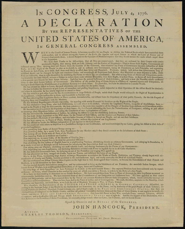  of American newspapers printing the Declaration of Independence."